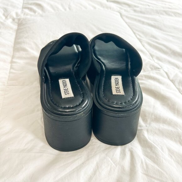 Steve Madden Overjoyed Black Mesh Platform Slide Sandals Size 8.5M EUC - Picture 6 of 8